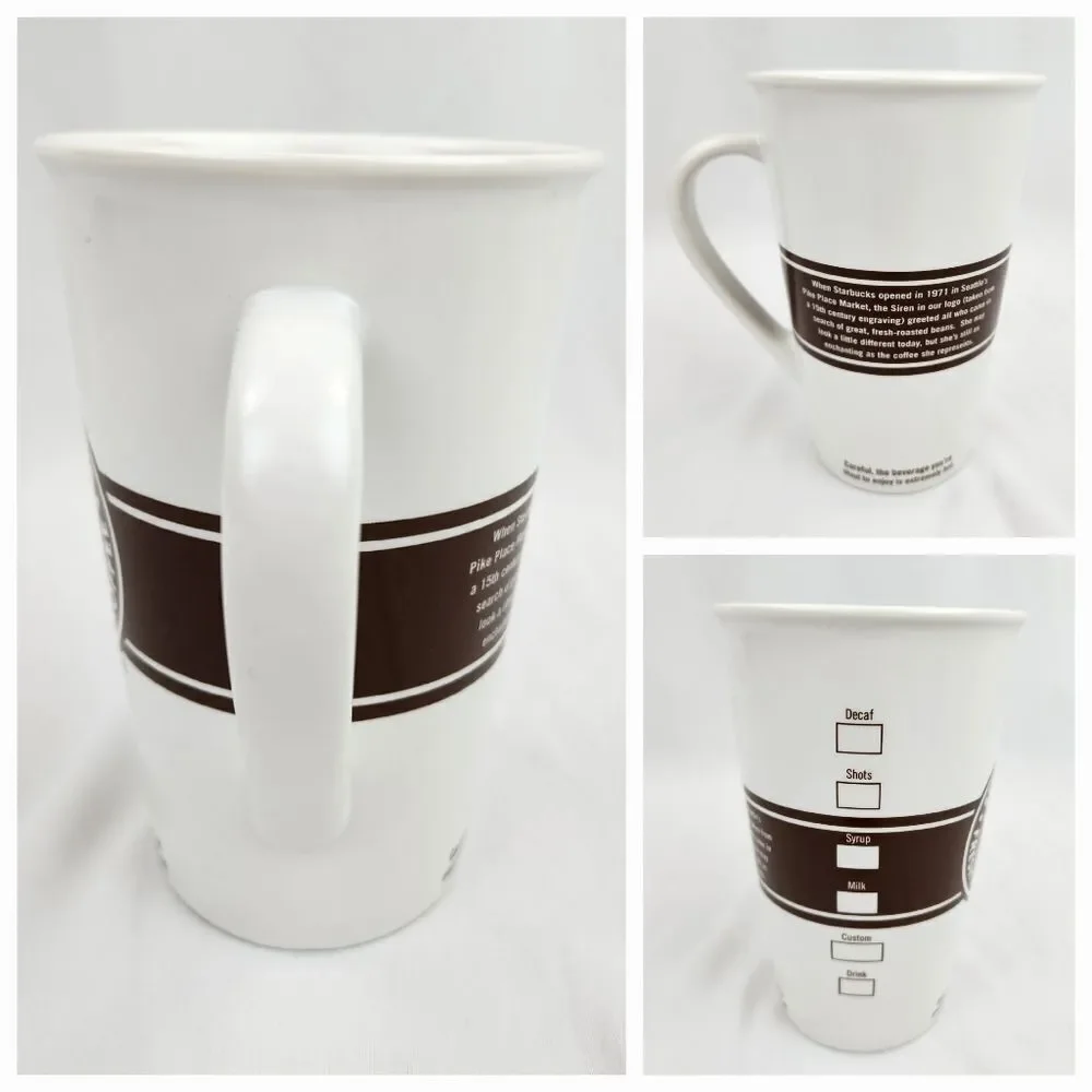 ☕️Starbucks 2008 Ivory & Brown Original Siren Logo 16oz Tall Mug